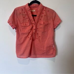 Royal Robbin’s Pink Orange Embroidered Women’s Shirt 100% Cotton Size Medium